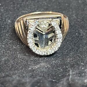 14k yellow gold diamond horseshoe ring